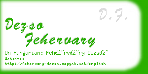 dezso fehervary business card